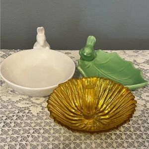 Trio of Vintage Trinket Dishes Ring Holders
